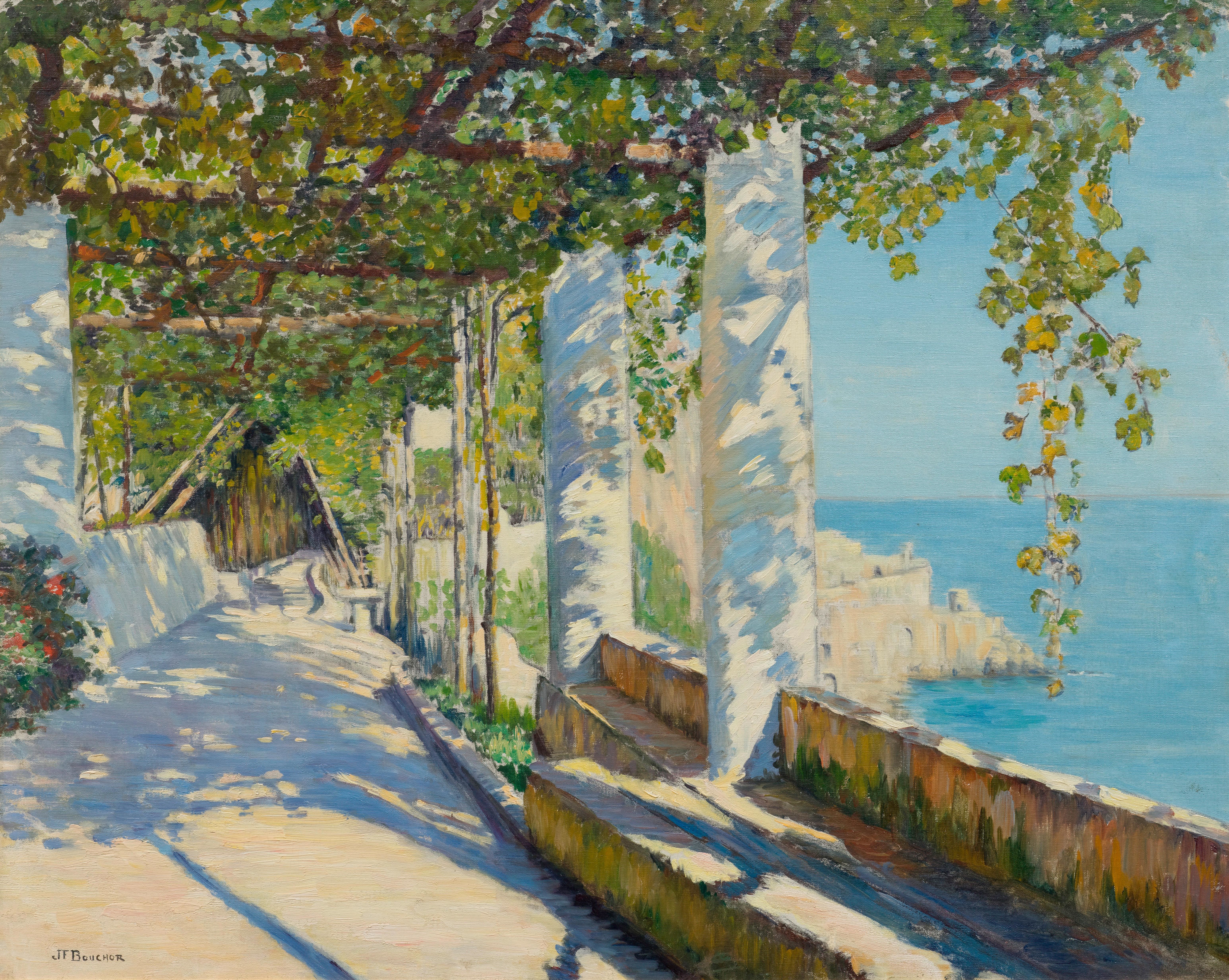 Artwork by Joseph Félix Bouchor, A pergola in a southern landscape, Made of Oil on canvas