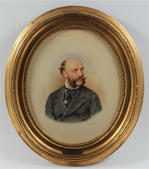 A portrait of a gentleman with a moustache