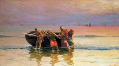 LE RETOUR DES PÊCHEURS by Charles Emmanuel Joseph Roussel