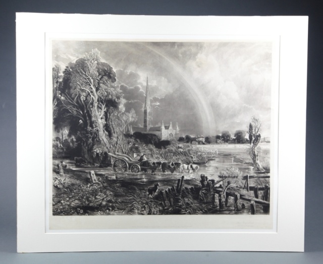 Artwork by John Constable, Salisbury Cathedral from the Meadow, Made of mezzotinit