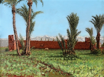 Palmiers devant Marrakech - Charles Prelat