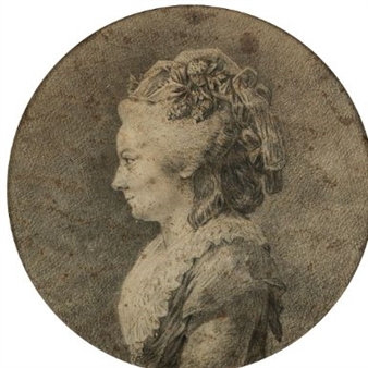 Portrait de femme de profil gauche - Louis Joseph Jay