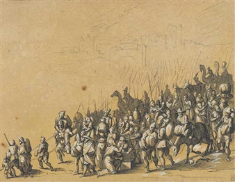 Exode d'une ville en flammes - Hermann Weyer