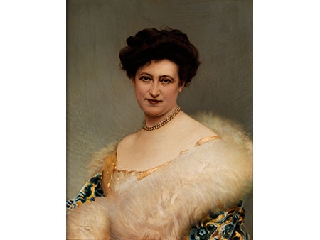 PORTRAIT OF AN UPPER-CLASS LADY by Vittorio Matteo Corcos, 1910