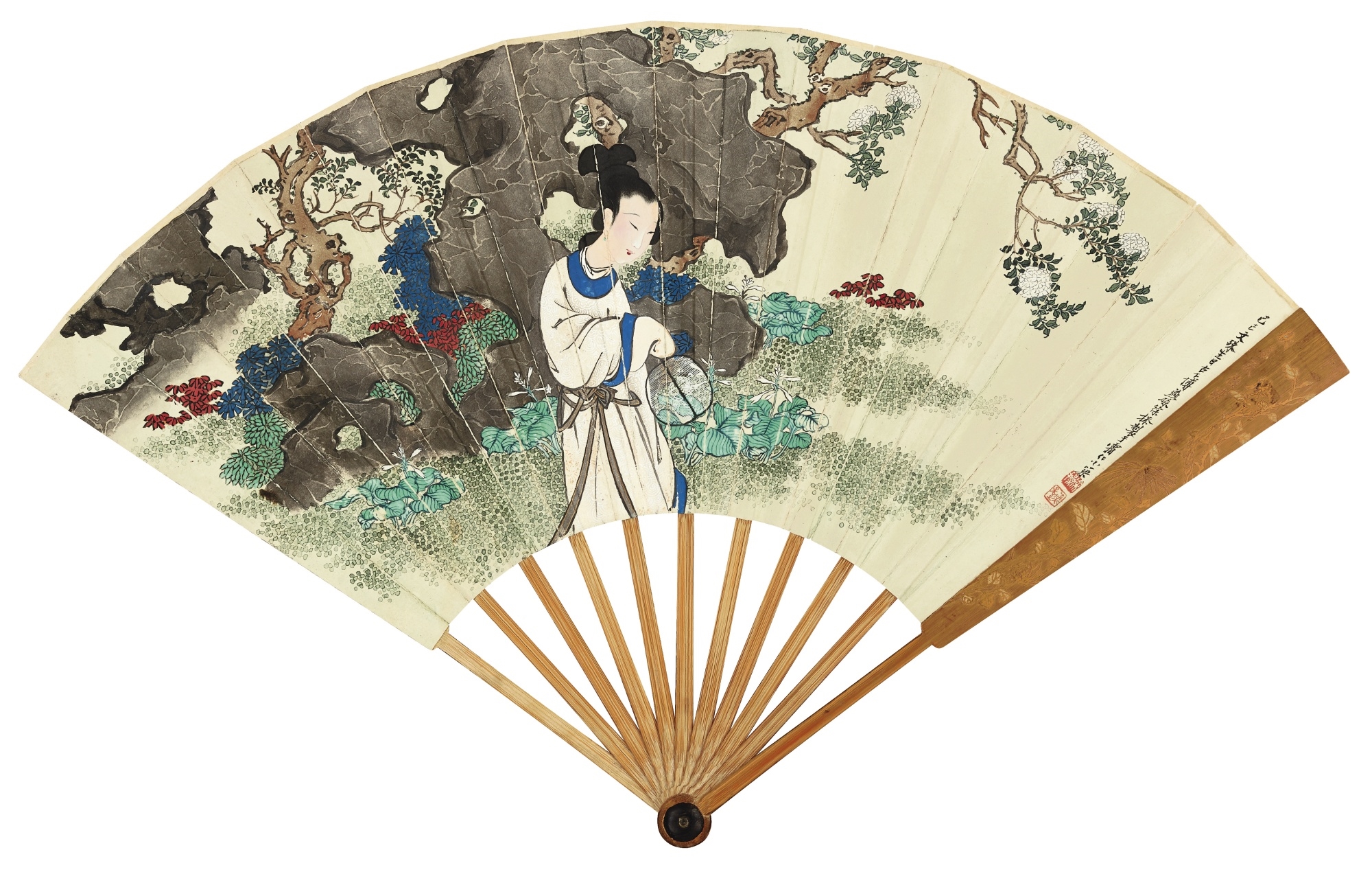 Artwork by Xu Cao, LADY WITH A FAN, Made of ink and colour on paper