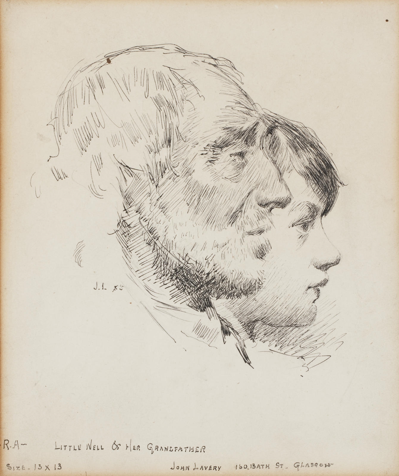 Artwork by John Lavery, Little Nell and Her Grandfather, Made of pen and ink