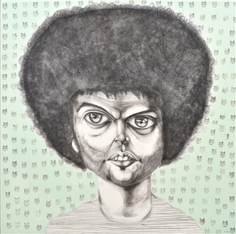 Untitled (Afro-portrait with Wolves) - Justin Lee Williams