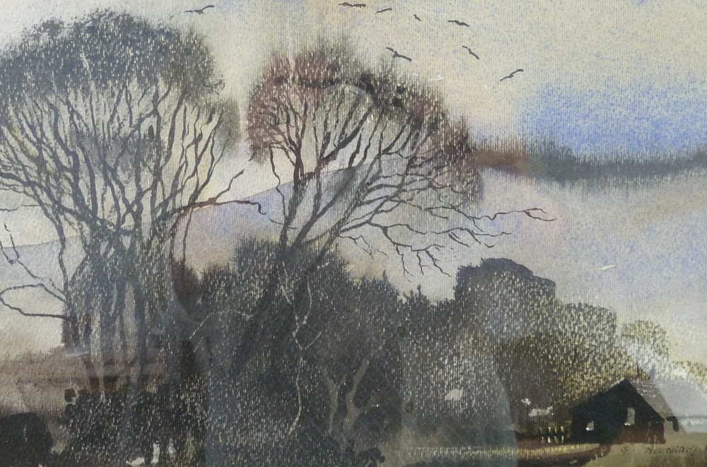 Artwork by B. Needham, Landscape with House and Trees, Made of Mixed media on paper