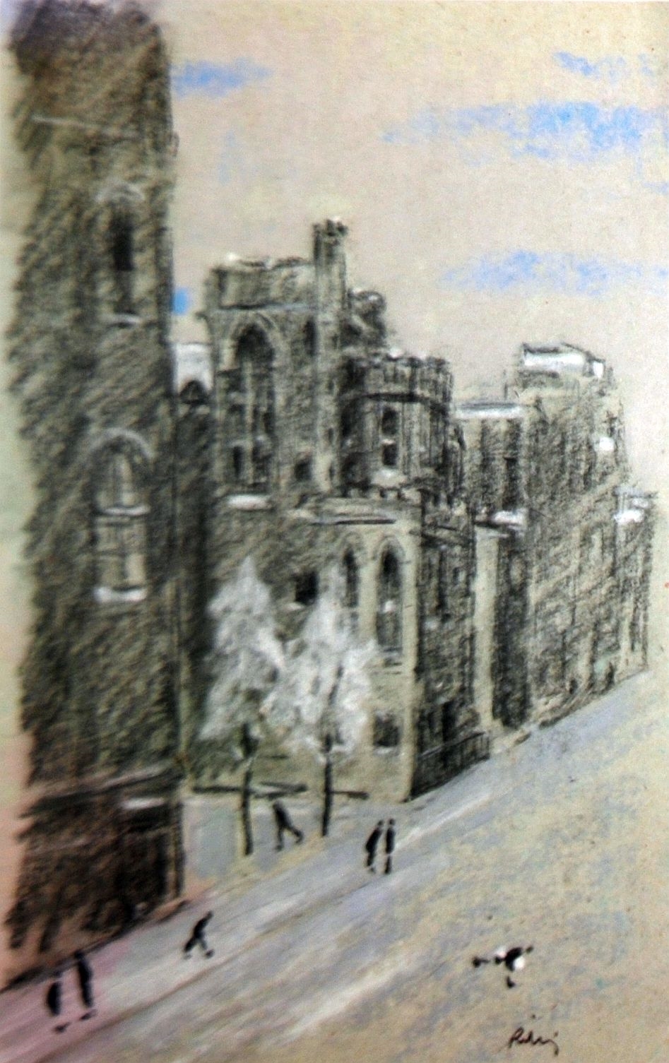 Harold Riley | 4 Works: Manchester Street Scenes (1984) | MutualArt