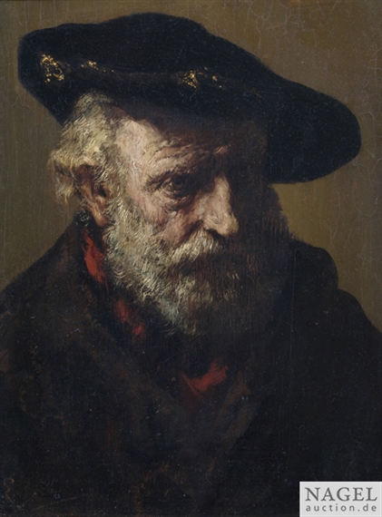 Léon Brunin | Portrait of a bearded man with a beret | MutualArt