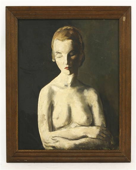 PORTRAIT OF A NUDE, HALF-LENGTH by Jacob Kramer