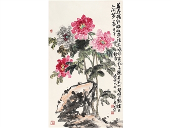 Peonies ink - Wang Guangwen