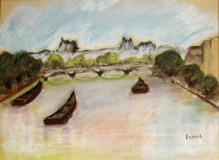 Artwork by Isaac Frenel, Landscape in France, Made of Pastel