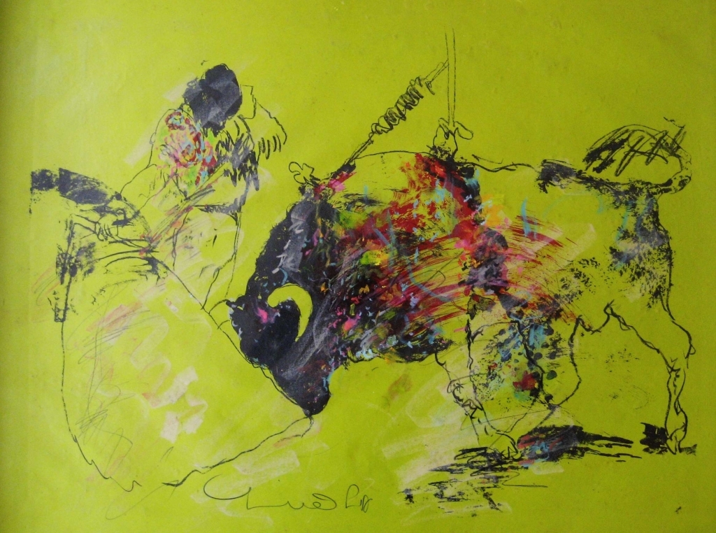 Artwork by Uri Lifschitz, Bullfighter, Made of Mixed media on paper