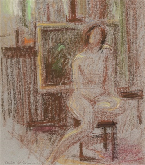Femme nue dans un atelier by André Meaux Saint-Marc