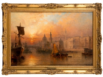 THE POOL OF LONDON AT SUNDOWN - Claude Thomas Stanfield Moore