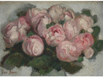 STUDY OF PINK ROSES - Lucien Réne Mignon