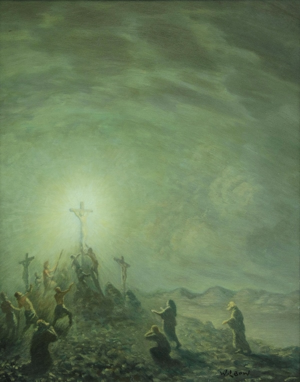 Artwork by Clive Wilbow, Calvary, Made of Oil on Board