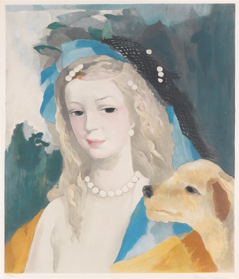 Marie Laurencin、YOUNG GIRL WITH DOG Portrait of a Little Girl (Little Girl with a Dog) | Search