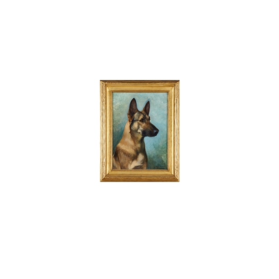 2 works, Carolina Dog and German Shepherd portraits by Gustave Muss-Arnolt