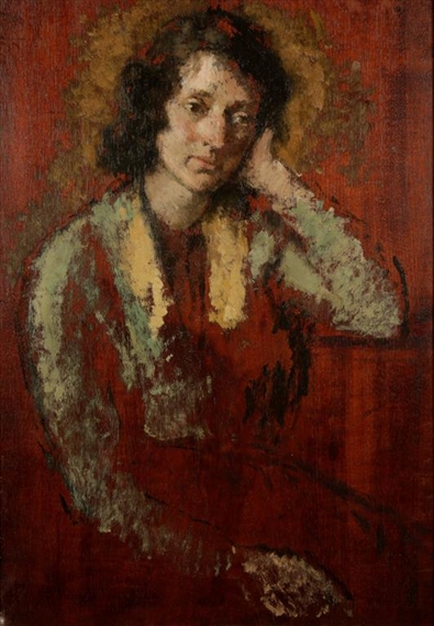 A portrait study of a woman resting her head on her left hand