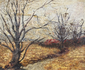 Impressionist Autumnal Landscape with Trees - Otto Burchardt