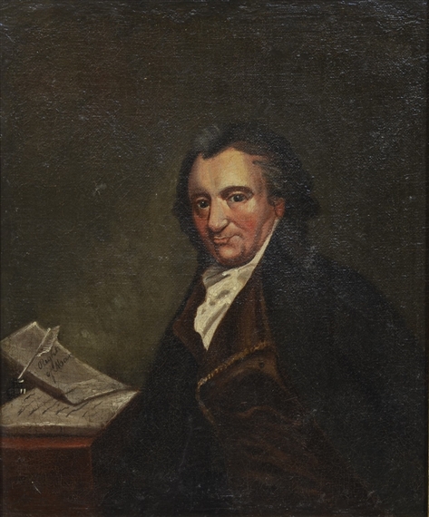 Portrait of Man with Document Entitled (Right of Man) by American School, 18th Century, 18th century