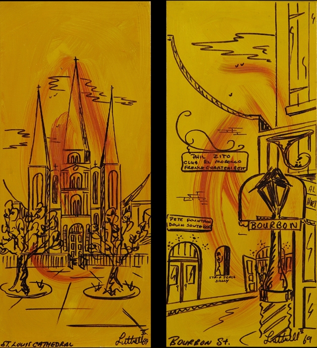 B. Luttrell Pair of Works St. Louis Cathedral, and Bourbon St