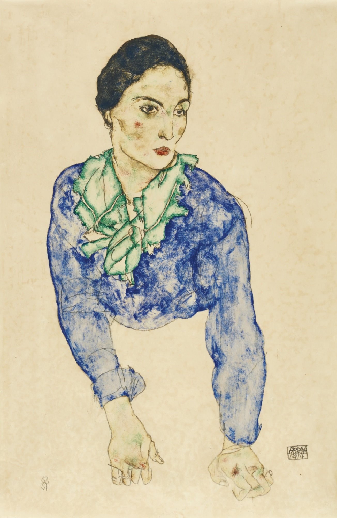 egon-schiele-frauenbildnis-mit-blauem-und-gr-nem-halstuch-portrait