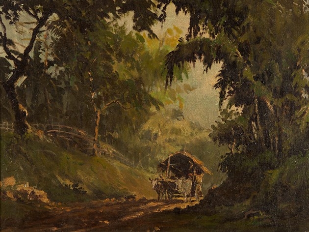 Artwork by Peter Martin Lampel, Asian Ox Cart, Made of Oil on canvas
