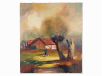 Farmhouse and Willow - Hans Nowack