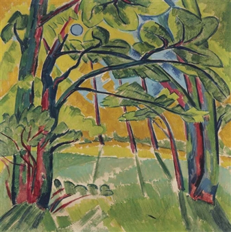 Stilleben mit Akt, Kachel und Früchten (recto); Kurische Waldlandschaft (verso) - Max Pechstein