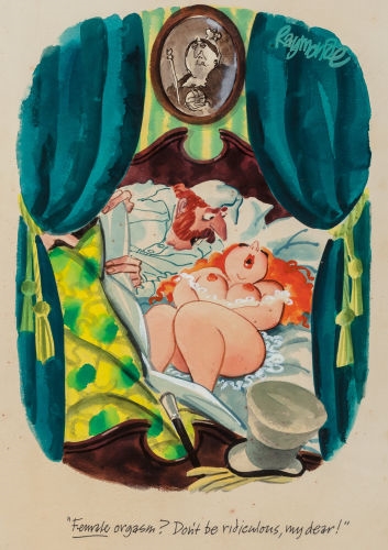 Female Orgasm? Don't be ridiculous my dear! Playboy cartoon by Roy Stuart Raymonde, May 1972
