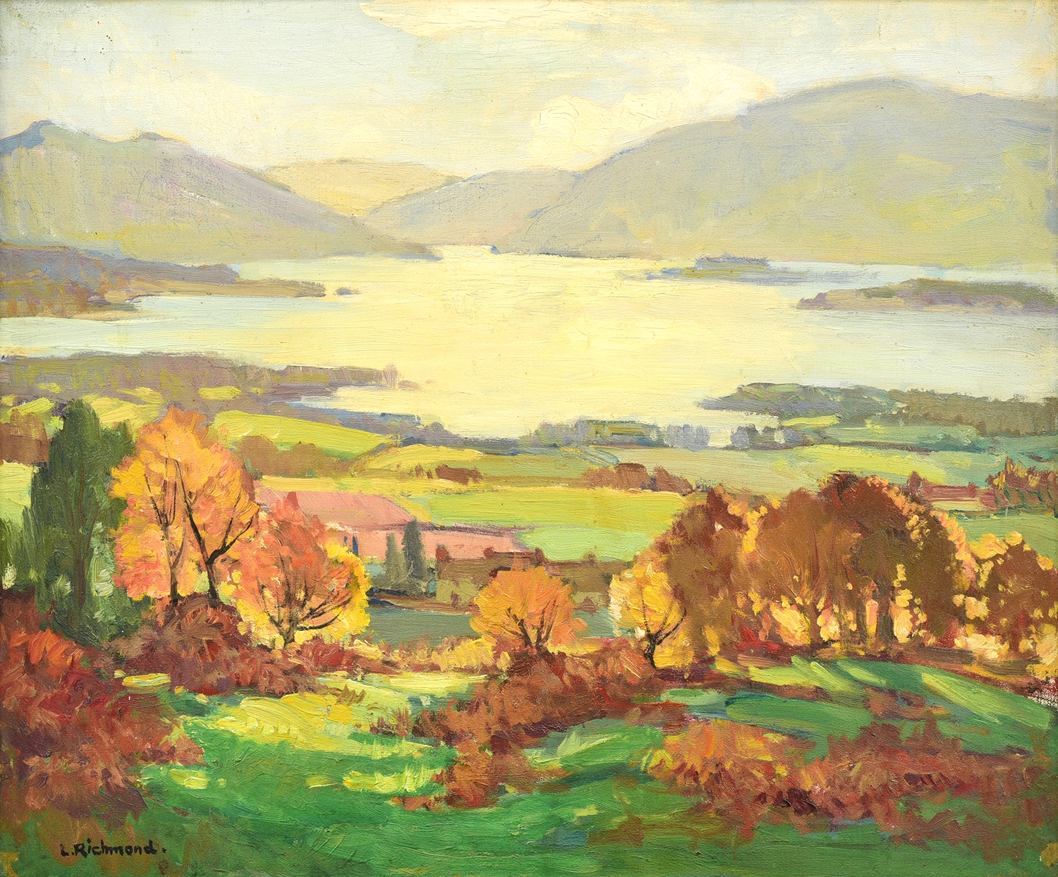 Artwork by Leonard Richmond, The Lakes of Killarney, Ireland, Made of oil on canvas