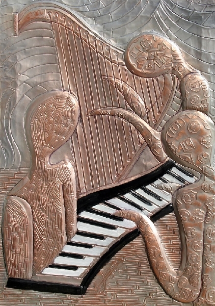 Artwork by Luigi Basile, Sensazionale Melodie, Made of Embossed copper and enamel