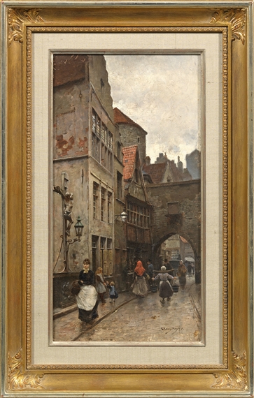 Belebte Straßenszene in Einer Alten Stadt by Claus Meyer, 1884