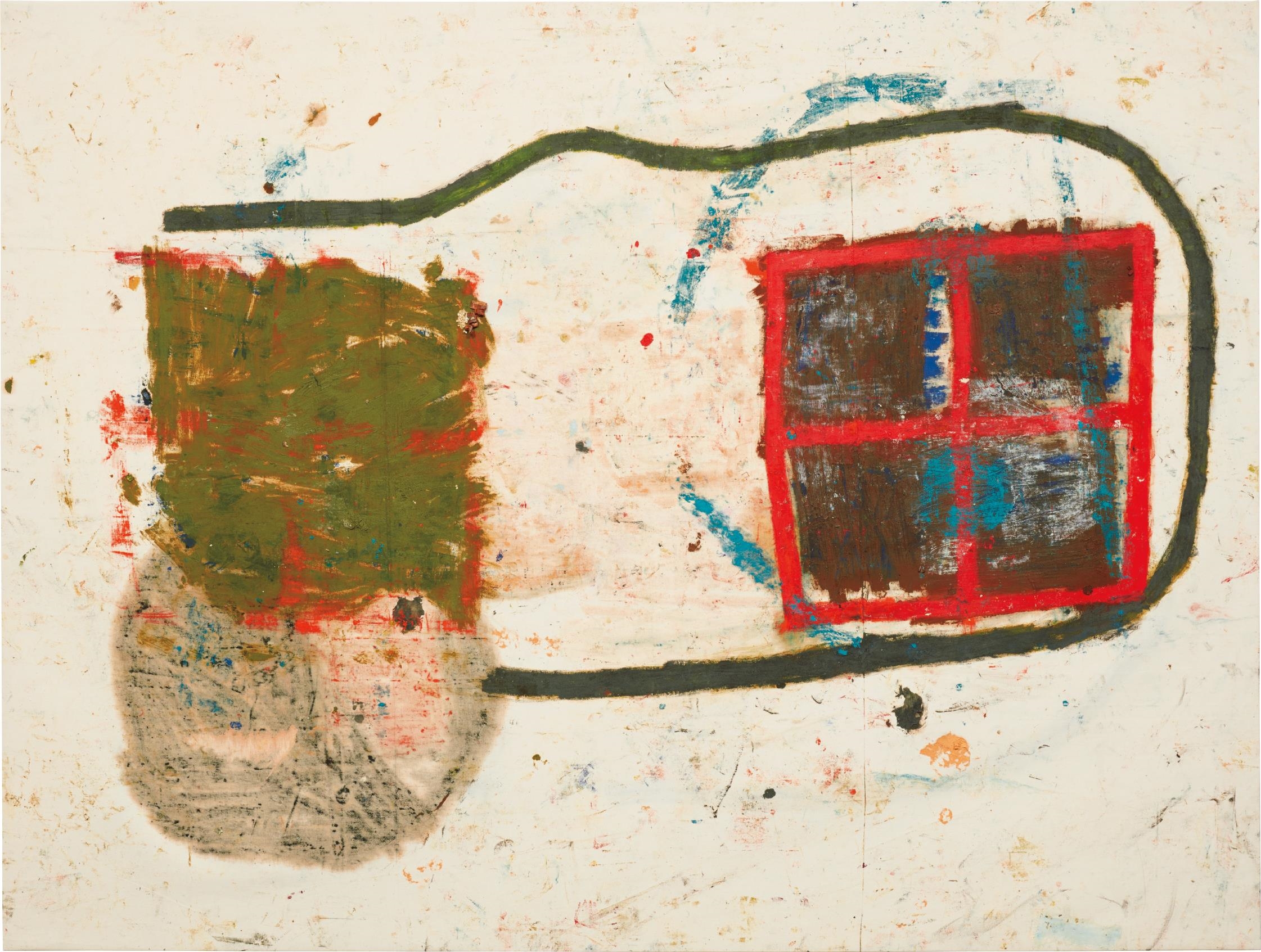 Artwork by Joe Bradley, Mouth and Foot (Cock and Balls), Made of Oil, oilstick and mixed media on canvas