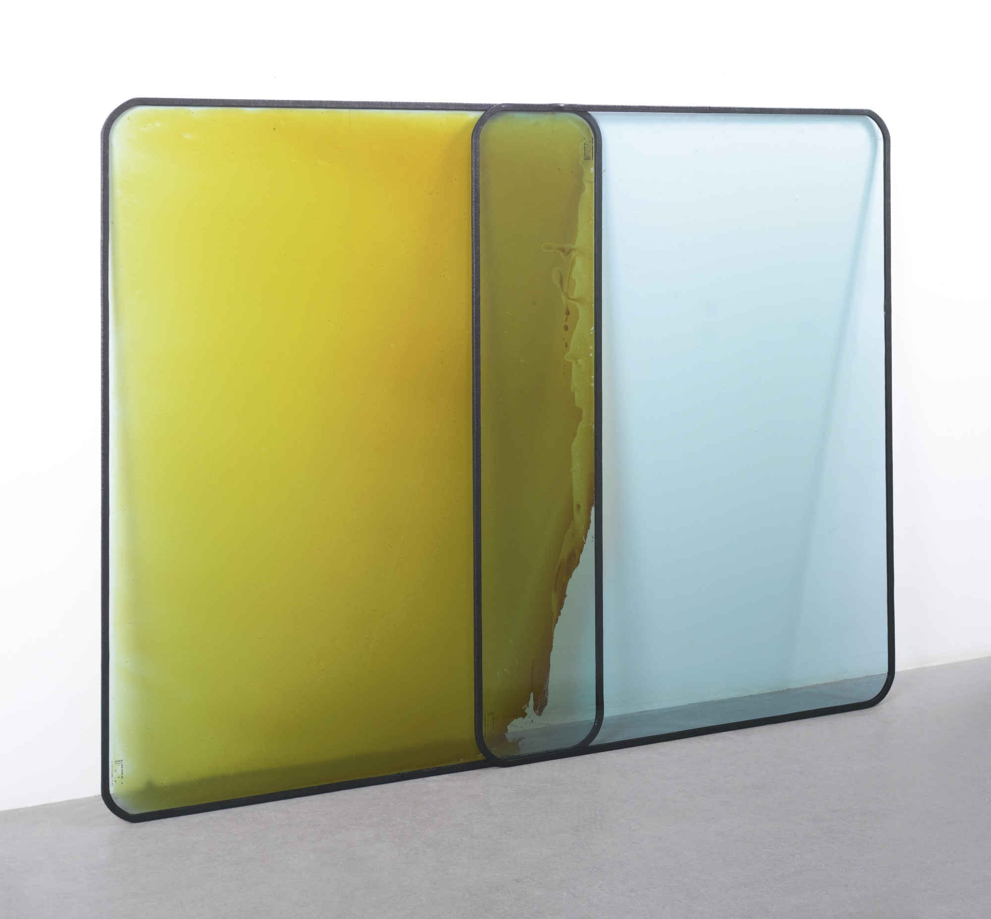 Artwork by Daniel Turner, UNTITLED (PYLAMYRA), Made of UV Solex glass, Campho-Phenique, rubber and iodine