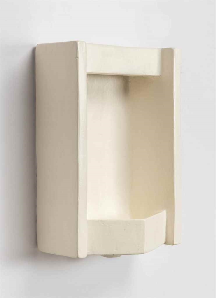 Artwork by Robert Gober, Urinal, Made of plaster, wood, semi-gloss enamel paint