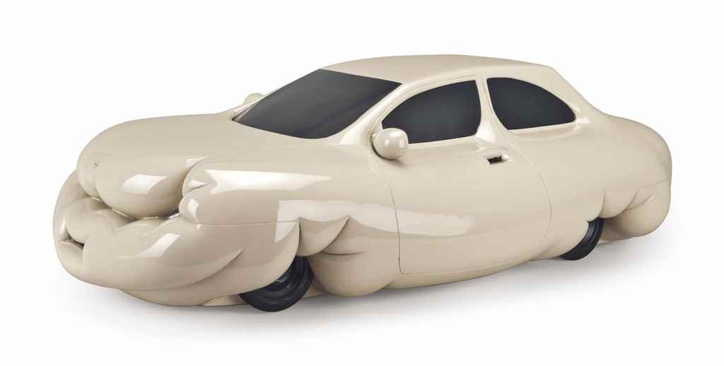 Artwork by Erwin Wurm, Fat Car, Made of metallic paint on polystyrene and polyester paint