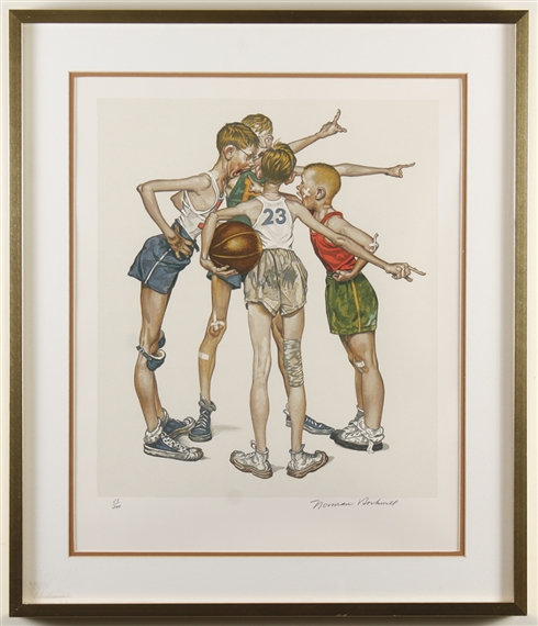 Norman Rockwell | Four Sporting Boys: Basketball (Mid 20th Century ...