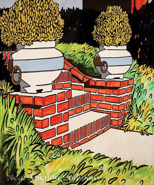 Artwork by John Hodge, Steps at Night, Lakeview Series, Made of acrylic on canvas