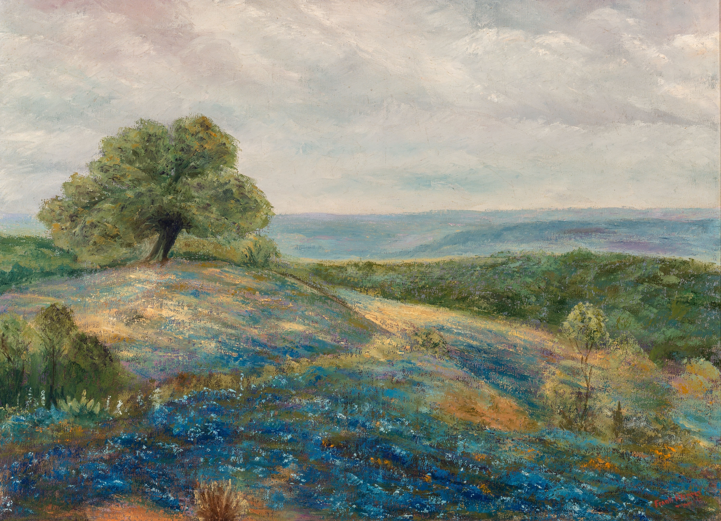 Artwork by Frank Klepper, Bluebonnets Haze, Made of Oil on canvas