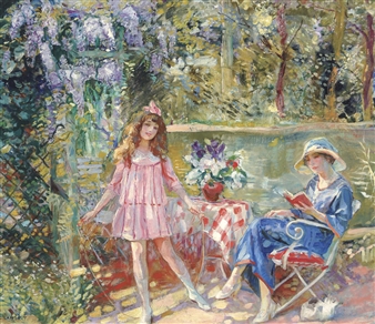 On the terrace by Camille-Nicolas Lambert