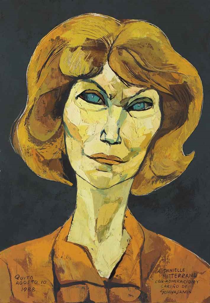 Portrait of Danielle Mitterand by Oswaldo Guayasamín, 1988