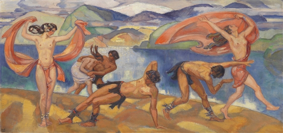 Tanzende in Weiter Landschaft by Ludwig von Hofmann, Circa 1918-1924