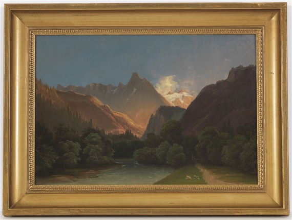 Zugeschrieben - Gebirgstal mit Bach im Abendlicht by Carl Rottmann, Circa 1820s