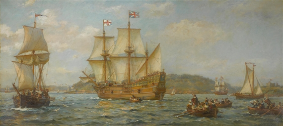 Departure of the Mayflower by Bernard Finegan Gribble