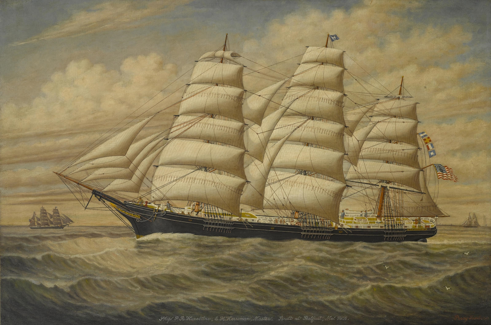 Artwork by Percy Sanborn, The ship P.R. Hazeltine outward bound, Made of oil on canvas