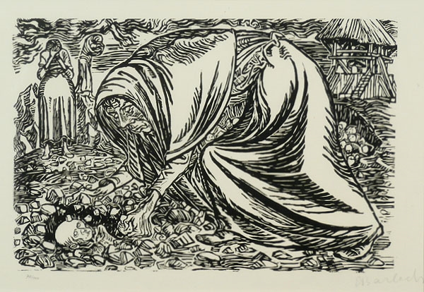 Artwork by Ernst Barlach, Kindertod, Made of woodblock print